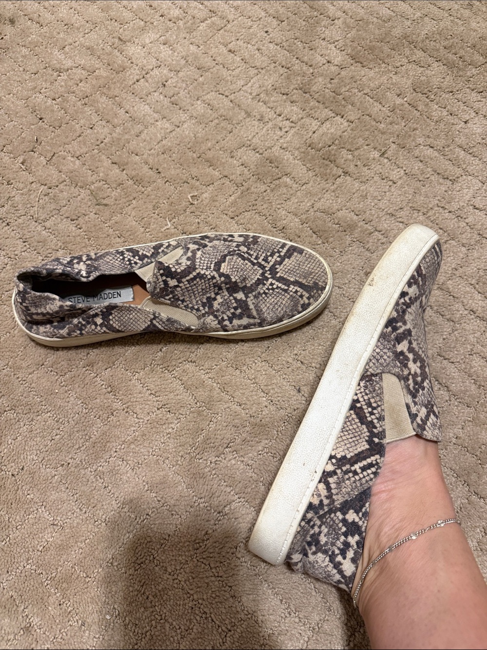 Steve Madden Snake-Print Slip-On Sneakers